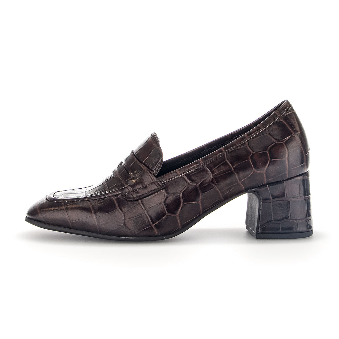 GABOR Brown embossed leather loafer,