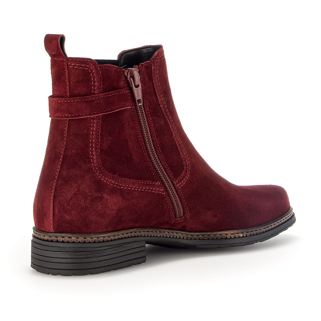 GABOR Red suede boot with elastic + zipper,