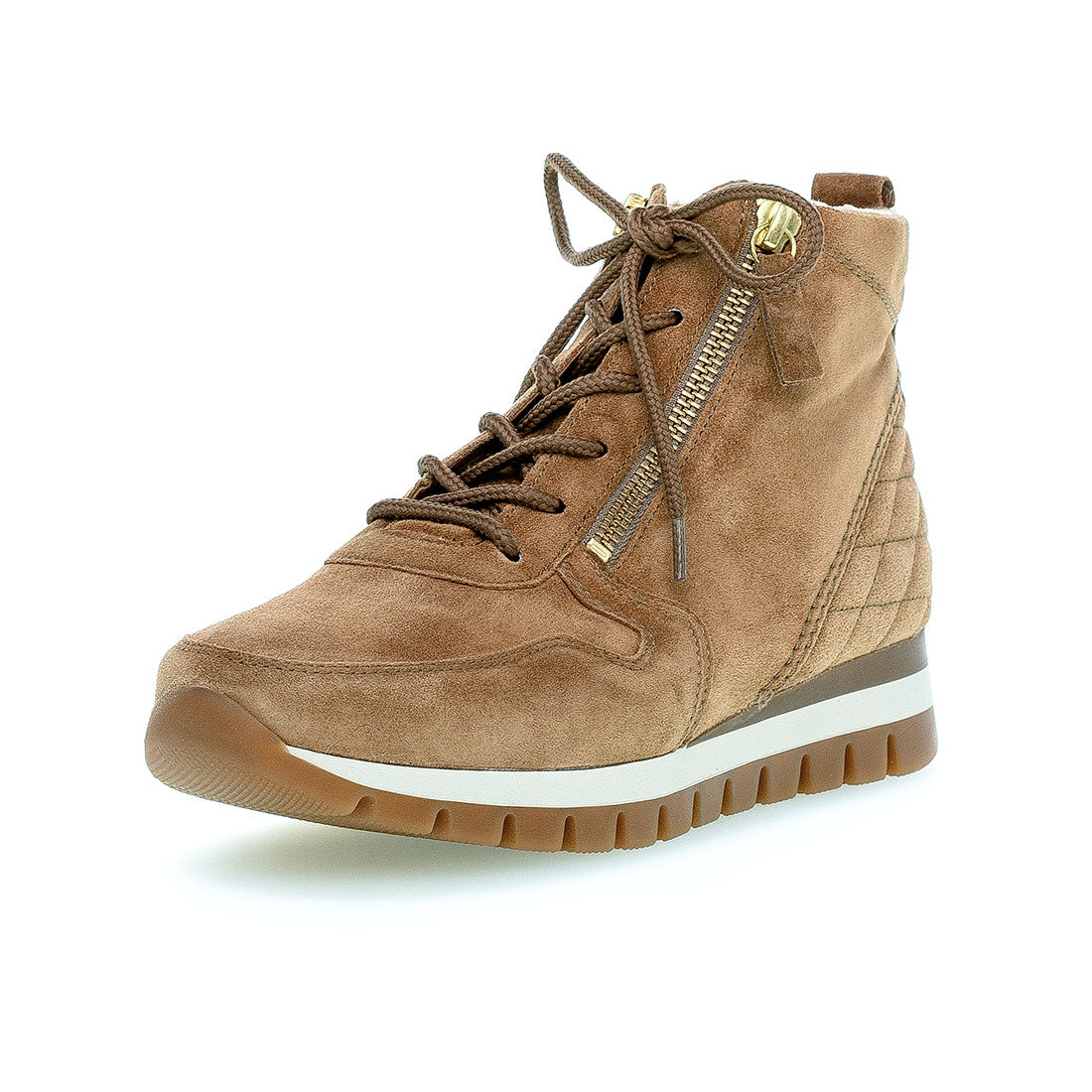GABOR Camel suede boot lace + zipper,