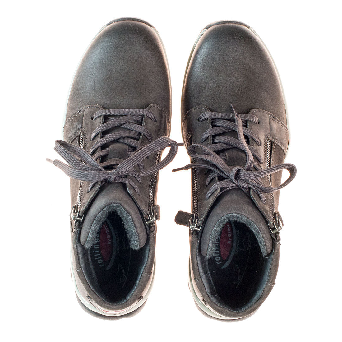ROLLINGSOFT Dark gray nubuck with lace + zipper,