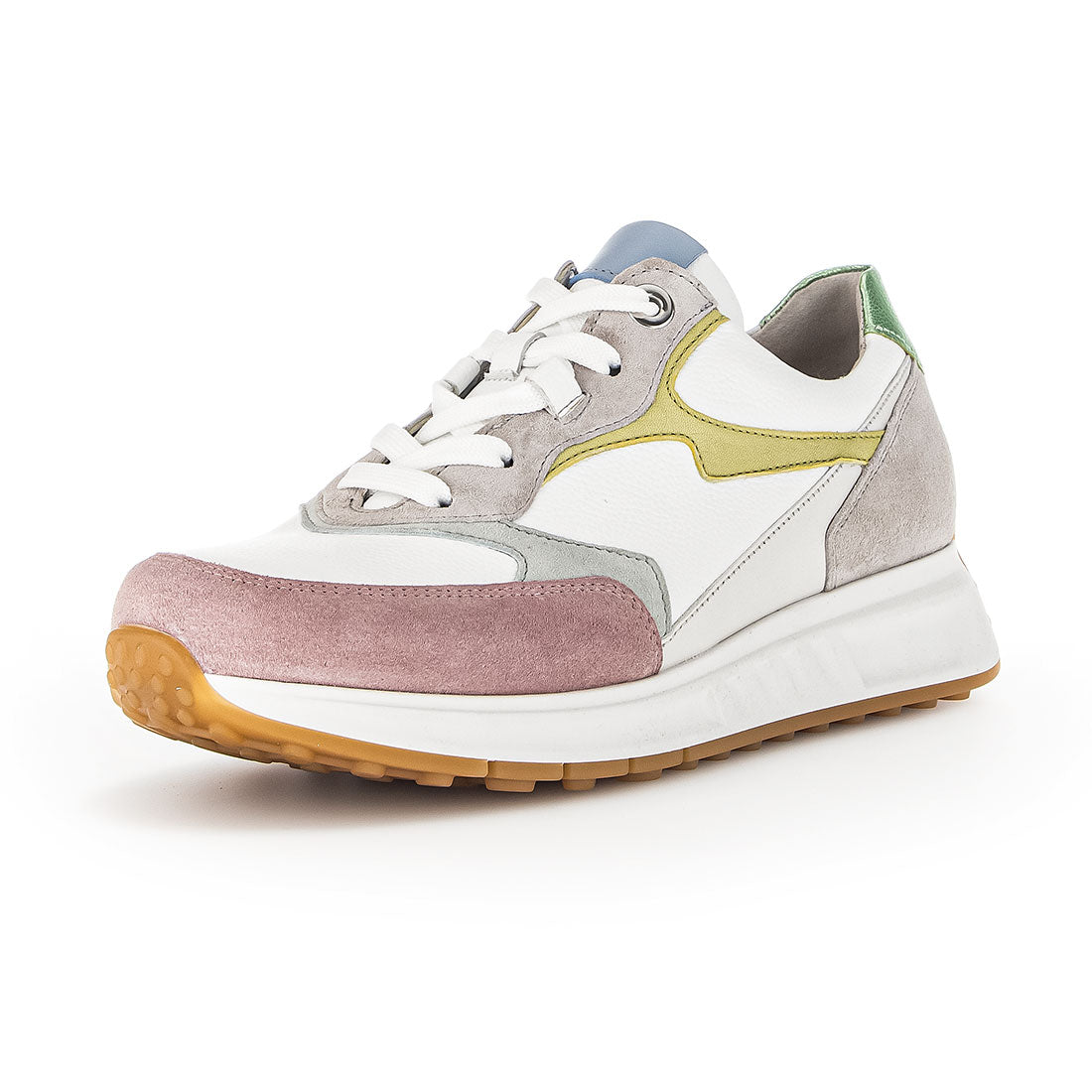 GABOR White leather with pink, grey, lime details,