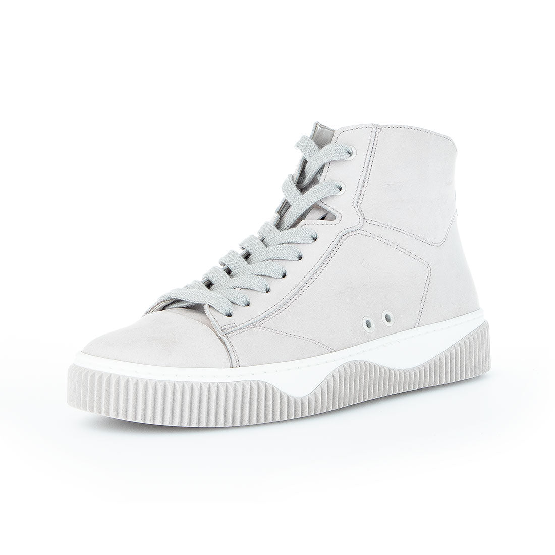 GABOR Gray nubuck sneaker with laces + zipper,