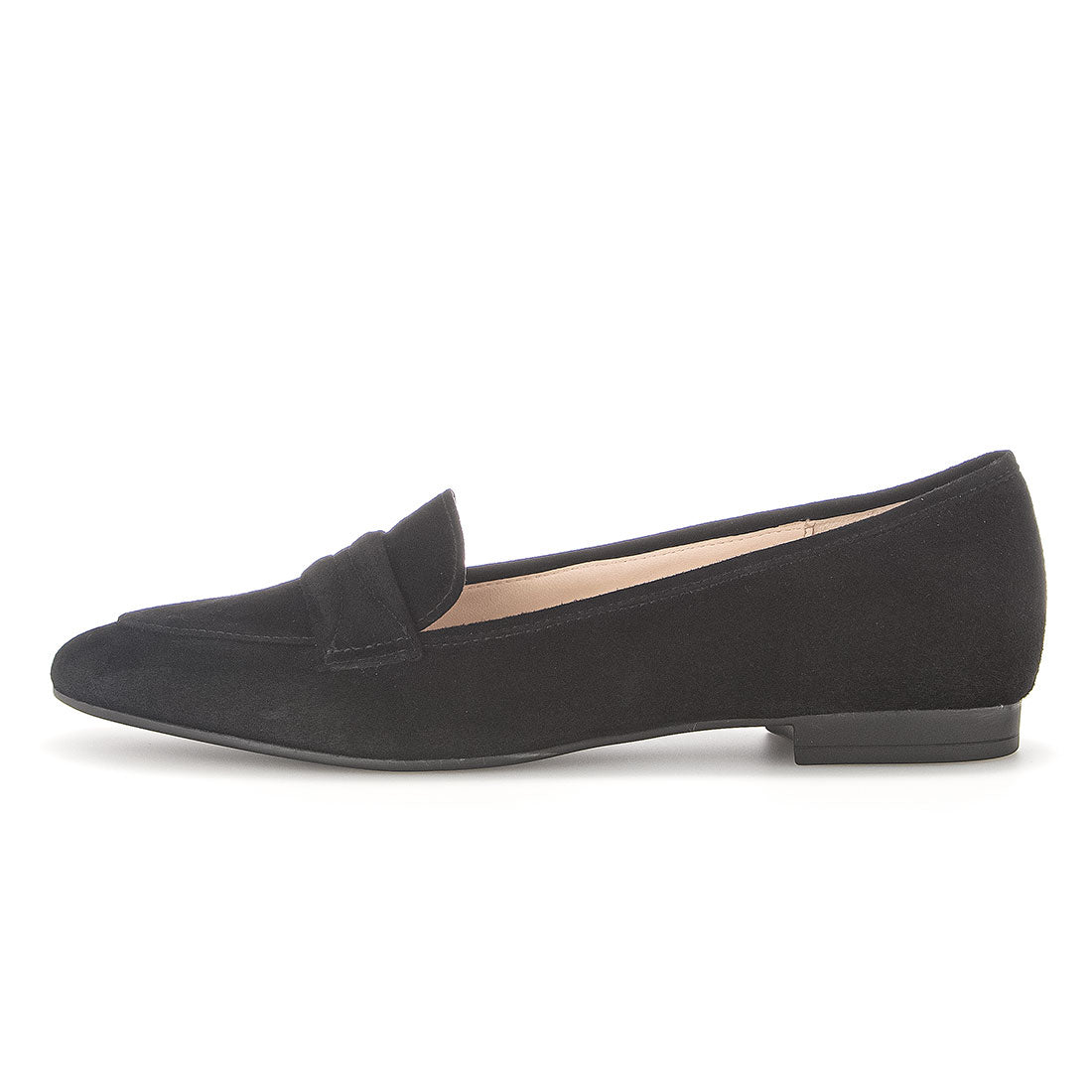 GABOR Black suede loafer with pointed toe,
