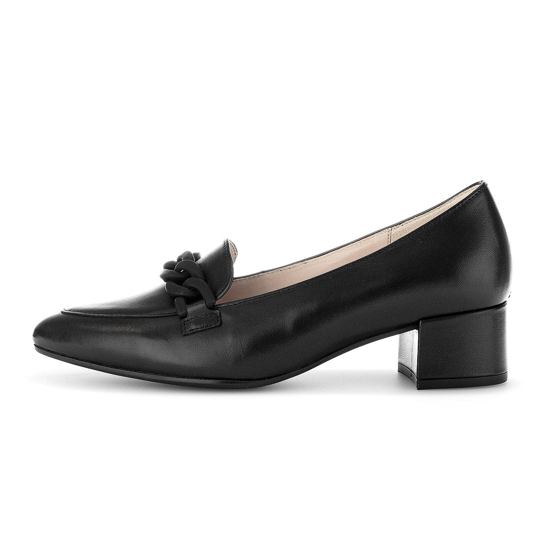 GABOR Black leather loafer r with black bit,