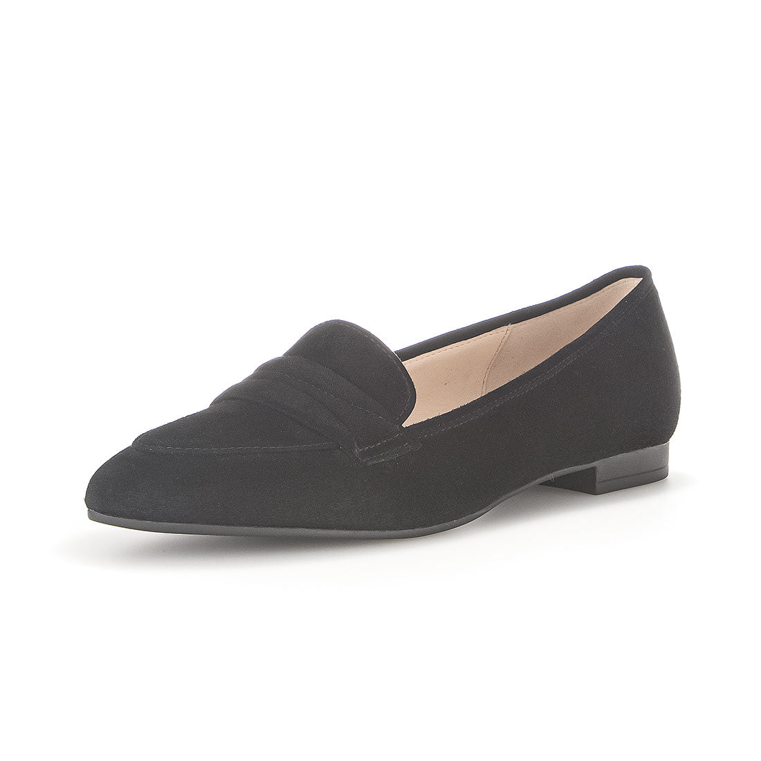 GABOR Black suede loafer with pointed toe,
