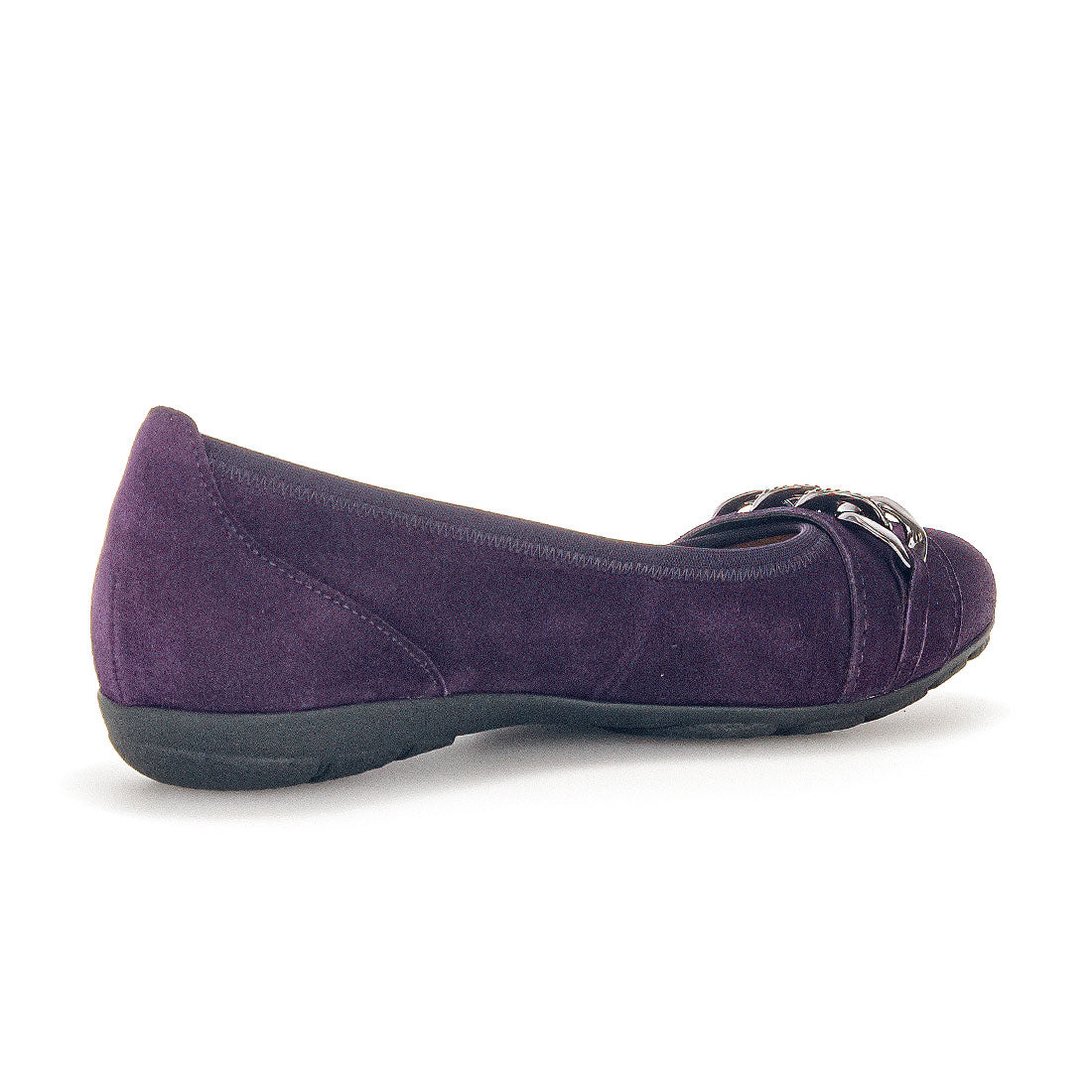 GABOR Purple suede ballerina with chain,
