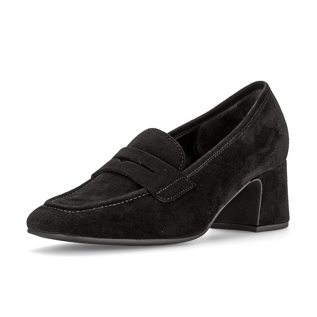 GABOR black suede loafer with heel,