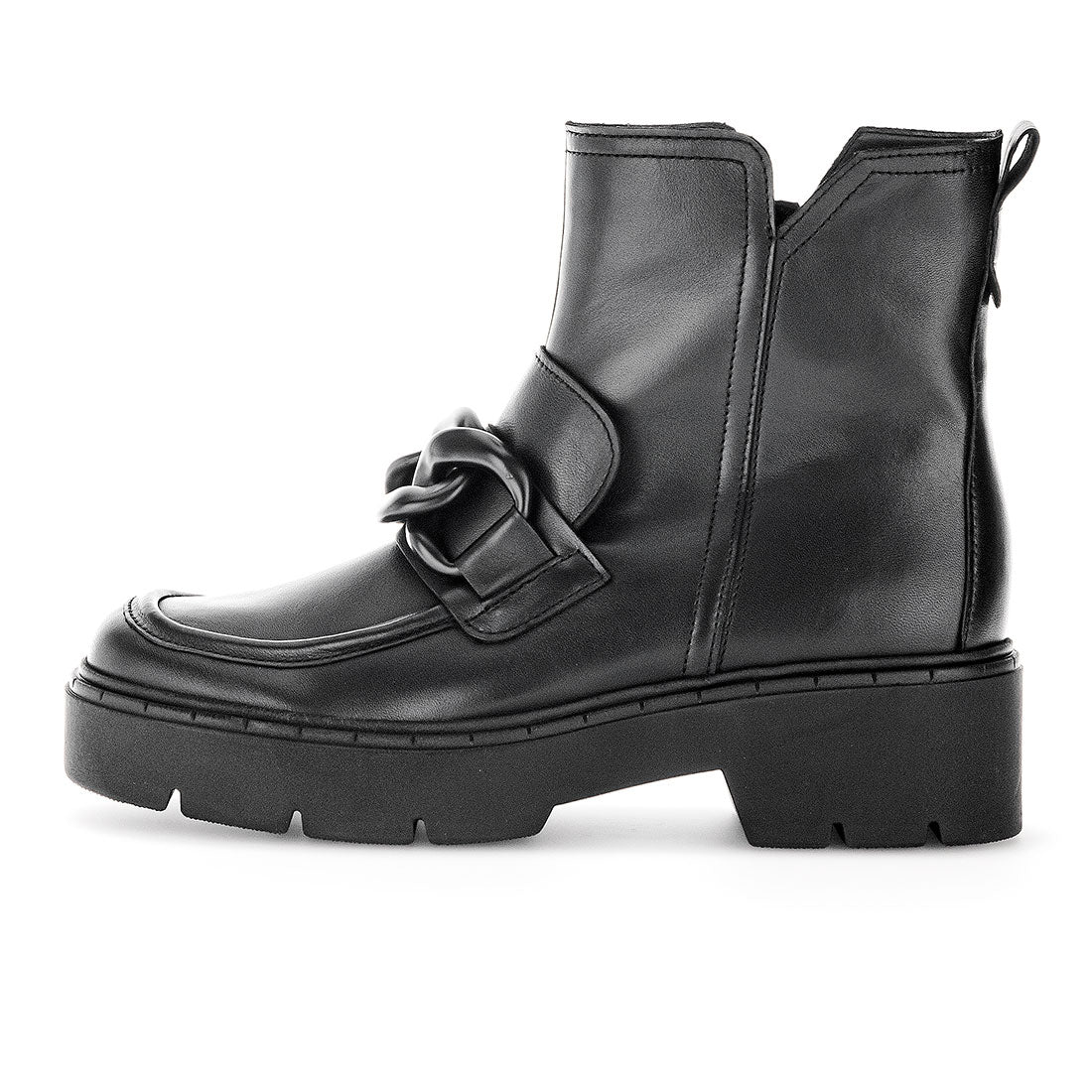GABOR Black leather boot with chain decoration,