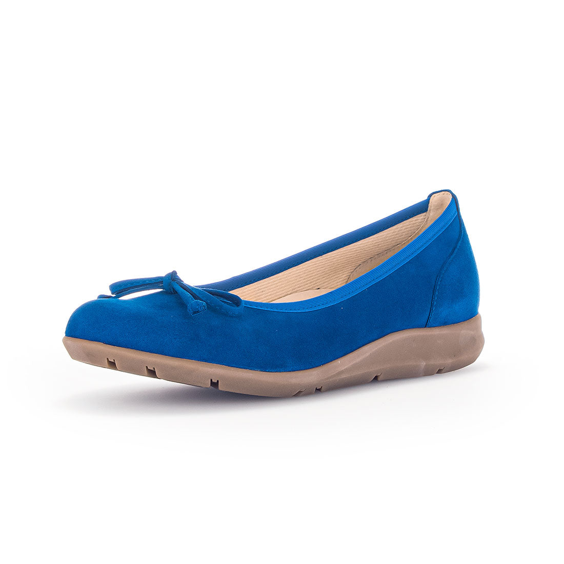 GABOR Sapphire blue suede with leather bow,
