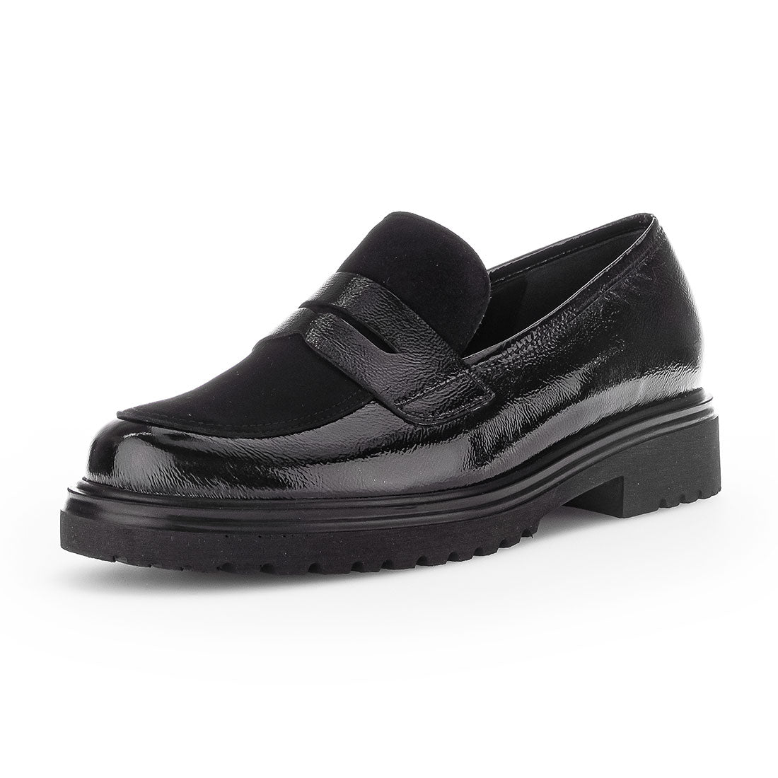 GABOR Black lacquer/suede with width H,