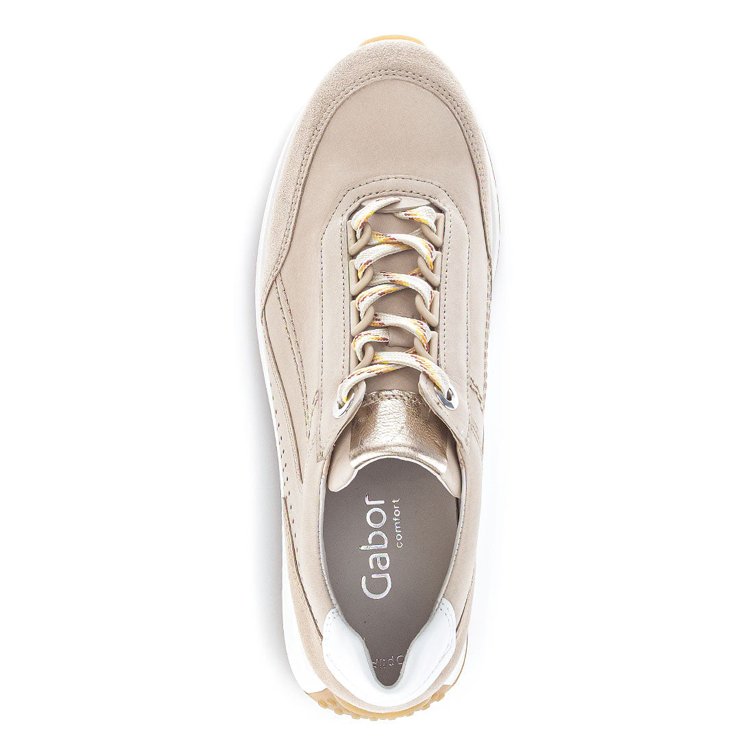GABOR Beige leather + suede sneaker,