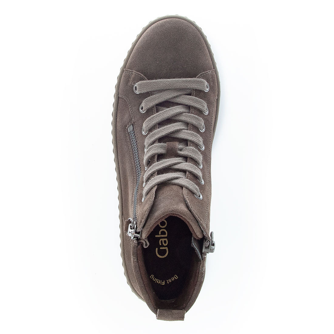 GABOR Brown (tartufo) suede laces+zipper,