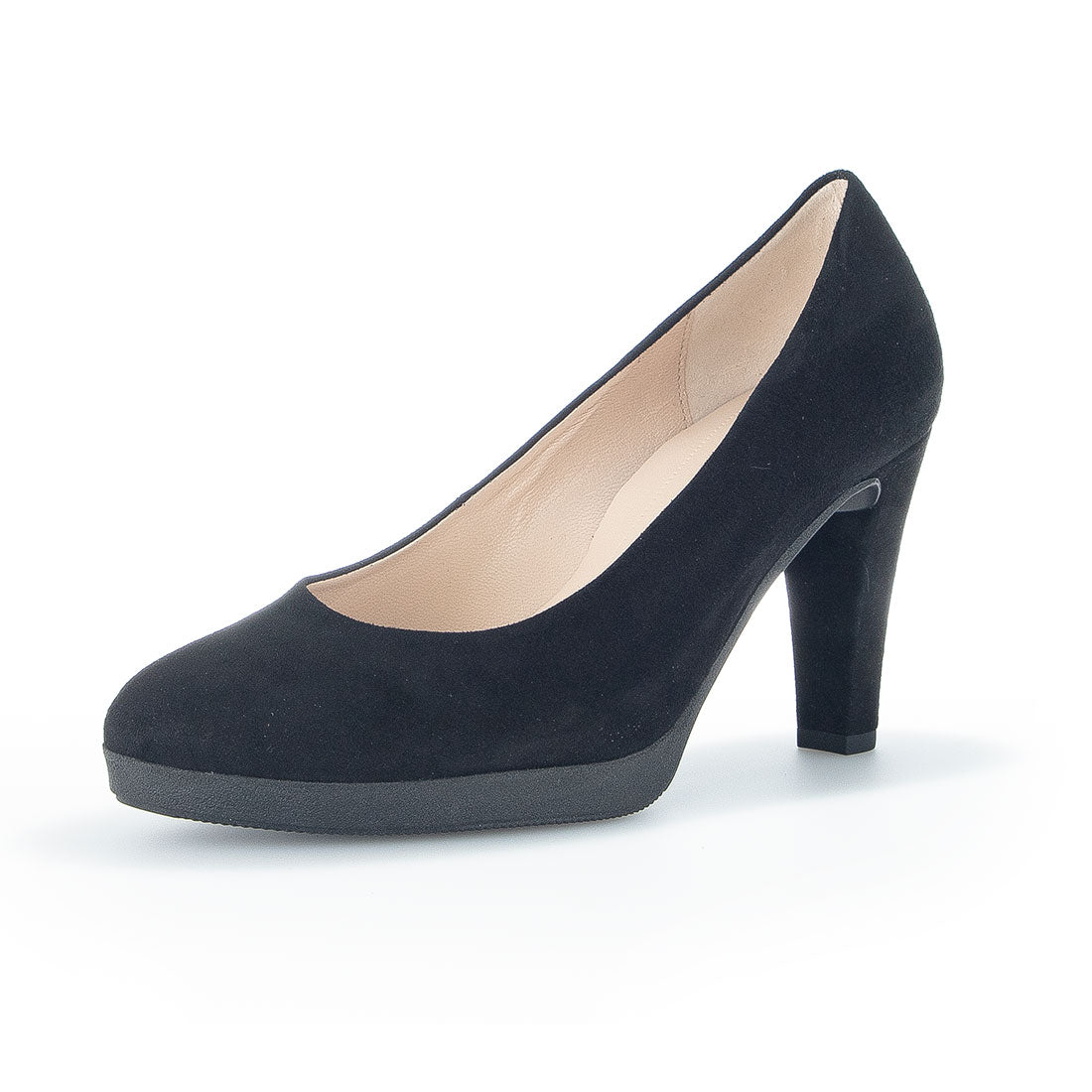 GABOR Black suede with rubber platform,
