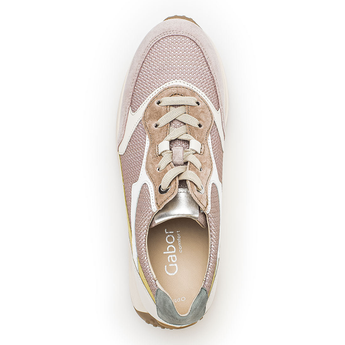 GABOR Pink suede sneaker with mesh/textile,