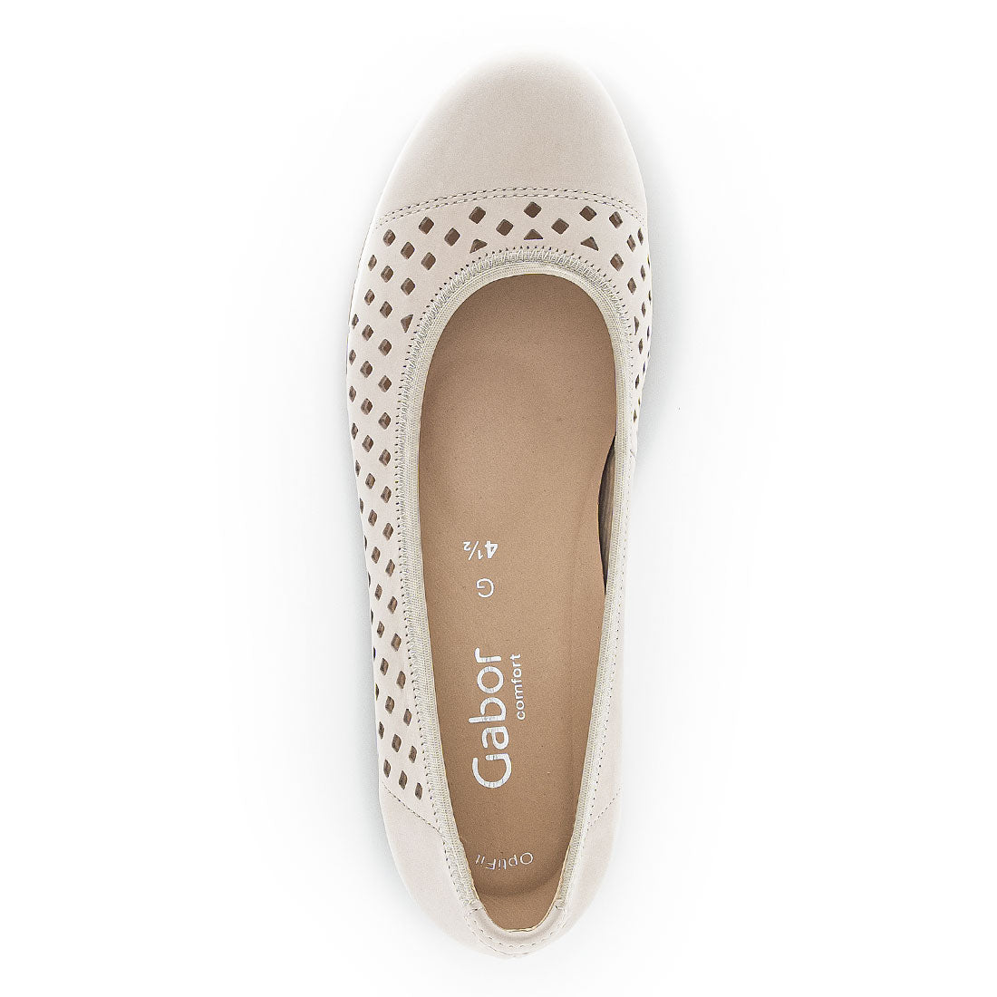 GABOR Beige nubuck ballerina with holes,