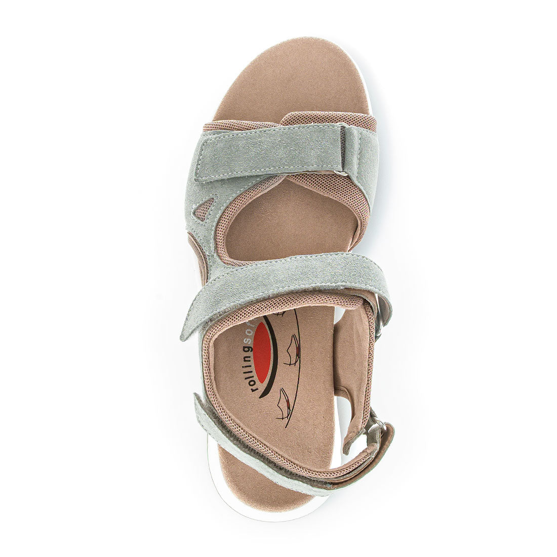 ROLLINGSOFT Light green suede sandal with Velcro,