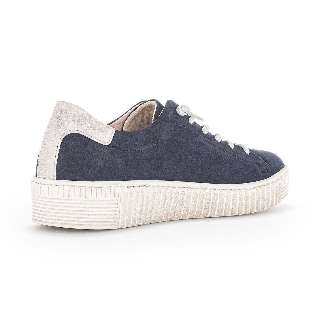 GABOR Blue nubuck sneaker with elastic laces,