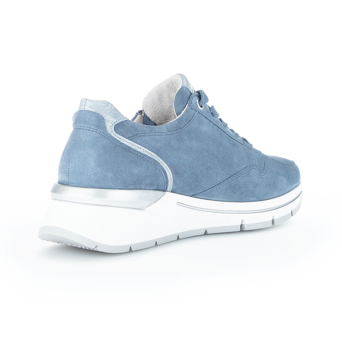 GABOR Light blue suede sneaker with lacquer,
