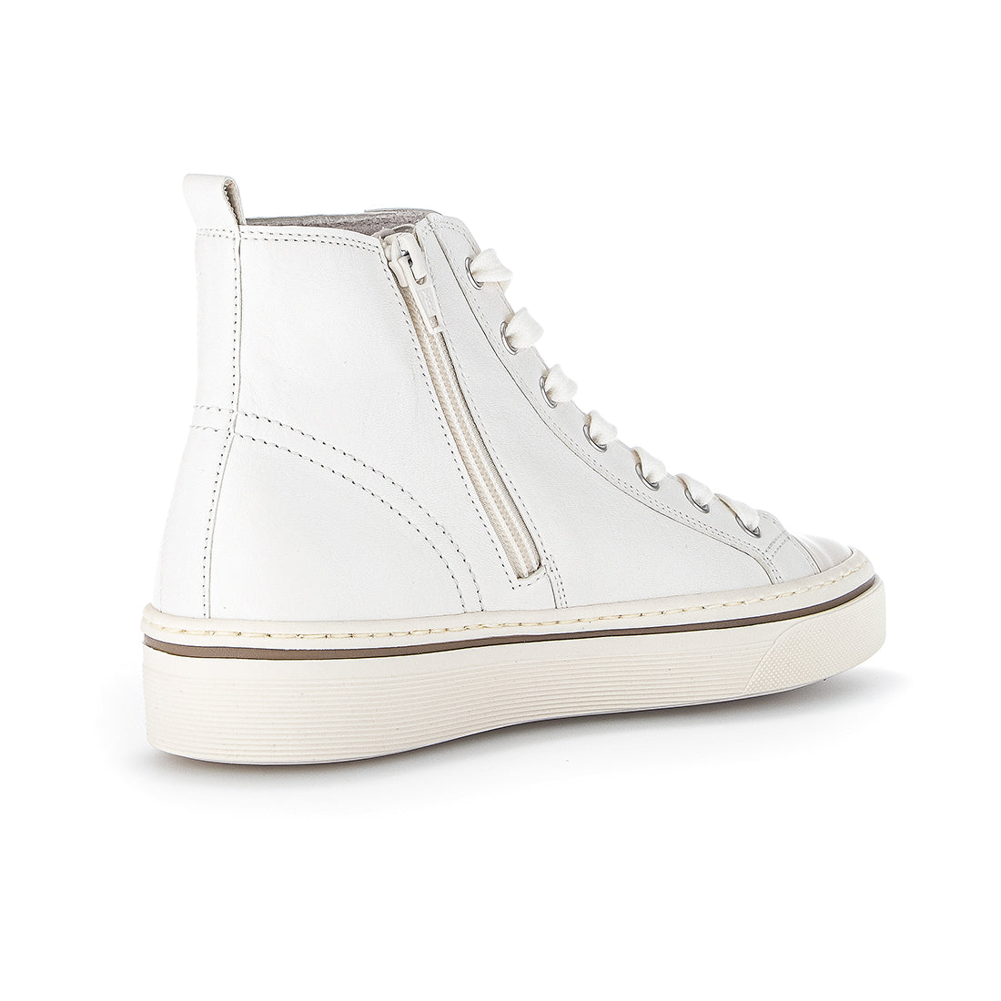 GABOR White leather high sneaker lace + zipper,
