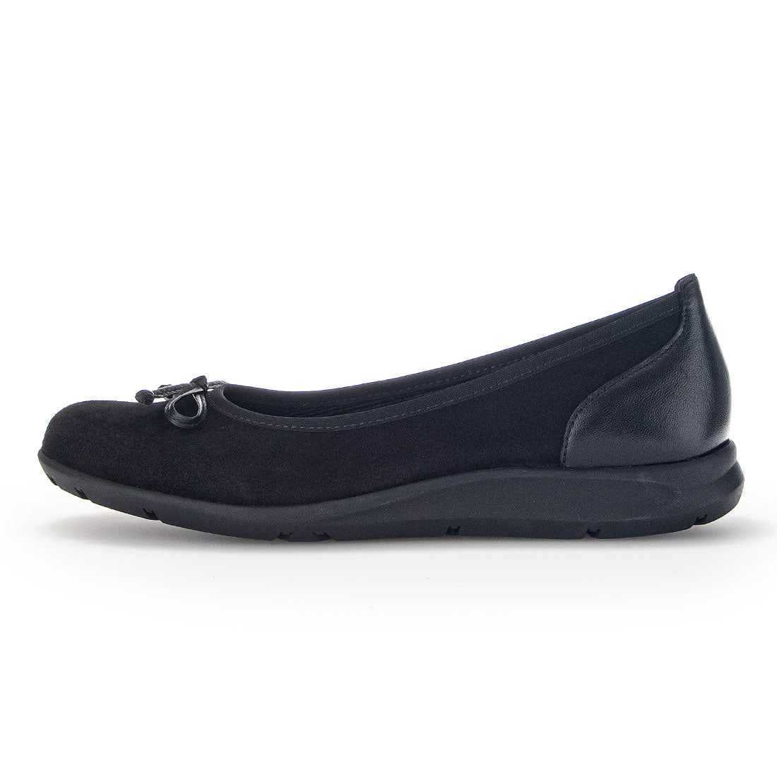 GABOR Black suede ballerina with fur,