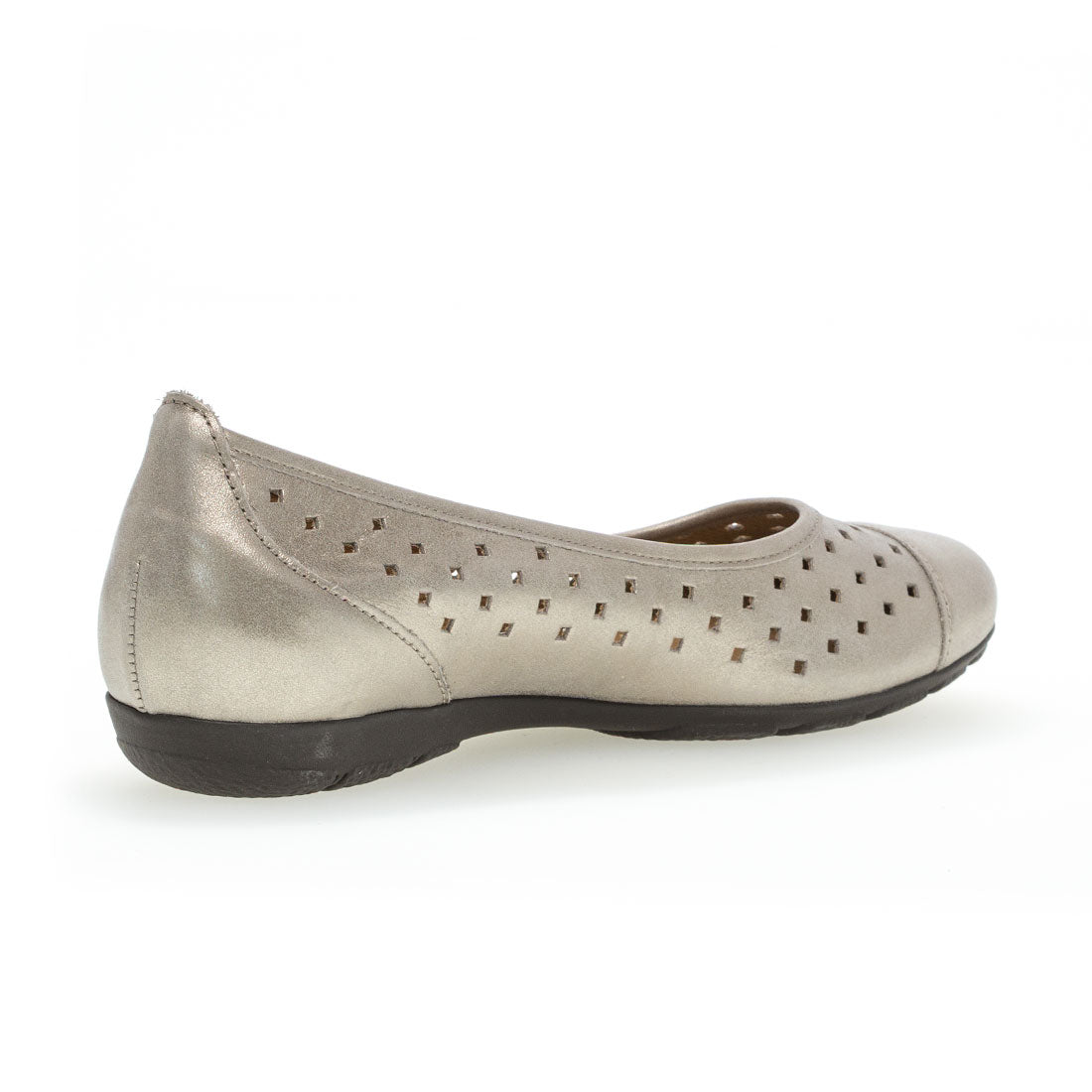 GABOR Bronze leather ballerina with perforated pattern,