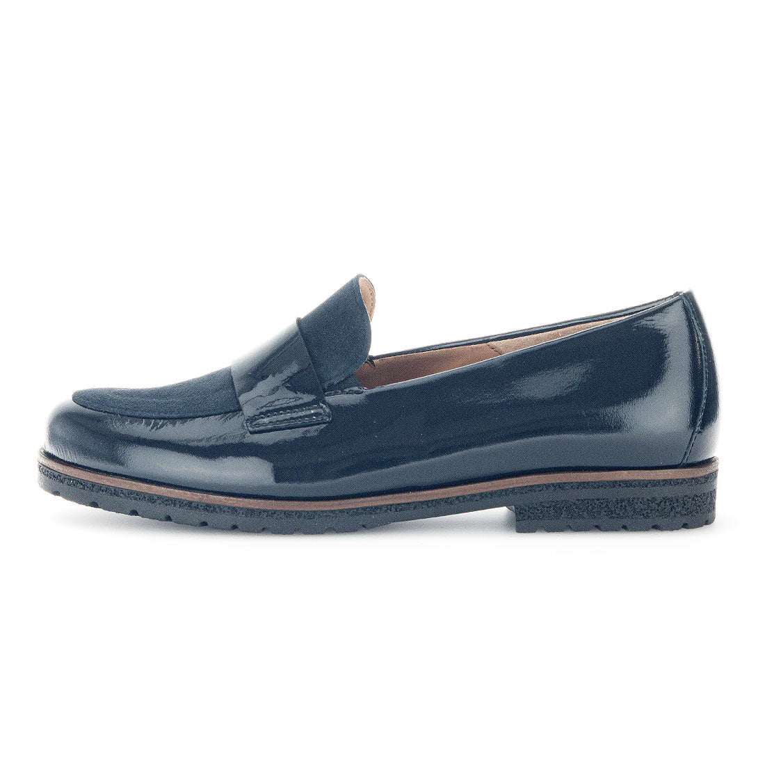 GABOR Dark blue lacquer/suede loafer,