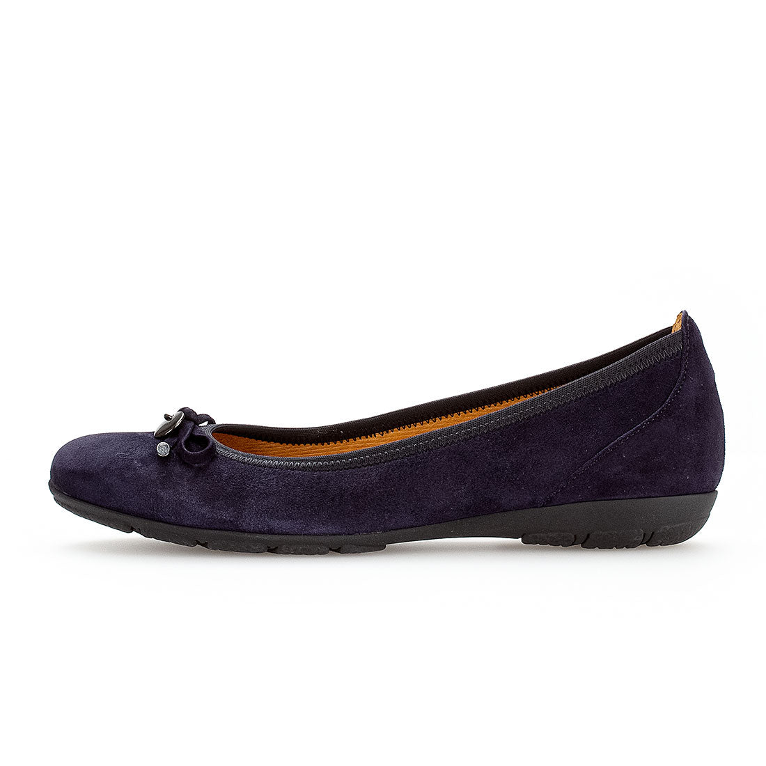 GABOR Blue suede ballerina with bow,