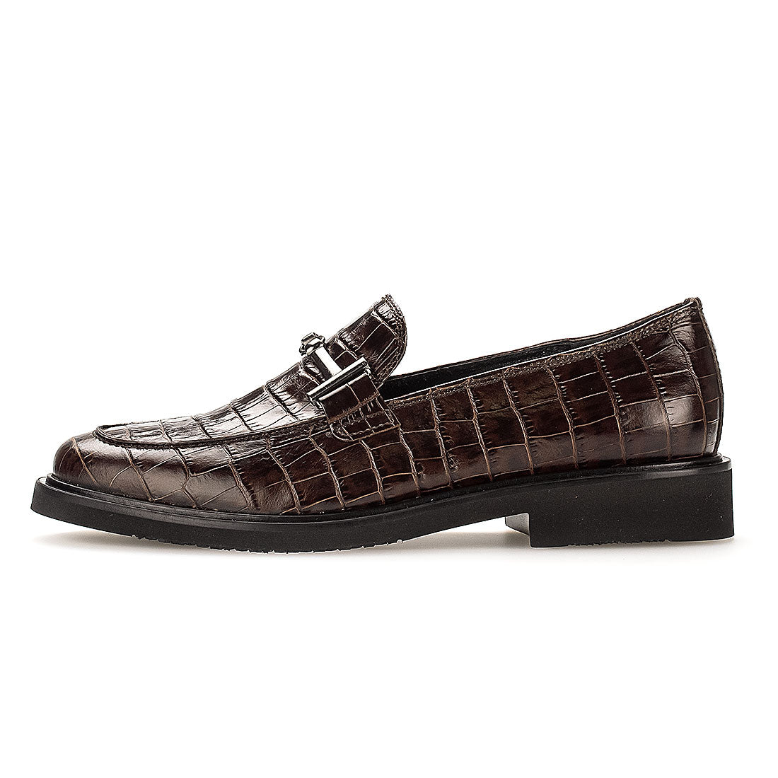 GABOR Brown embossed leather loafer,