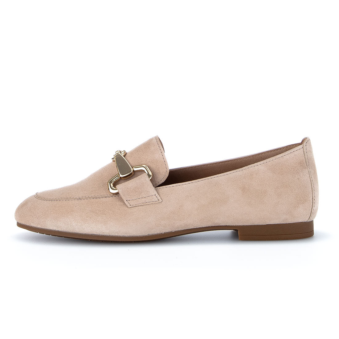 GABOR Sand suede loafer with gold buckle,