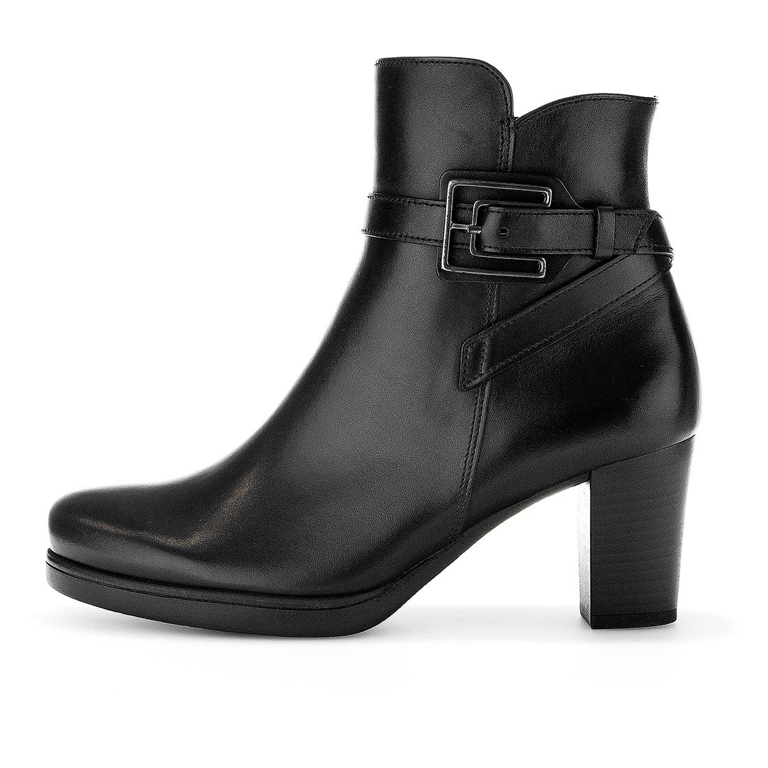 GABOR Black leather boot with decorative straps,