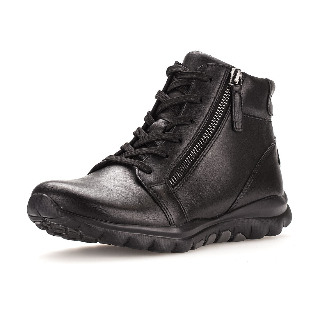 ROLLINGSOFT Black leather boot with lace + zipper,