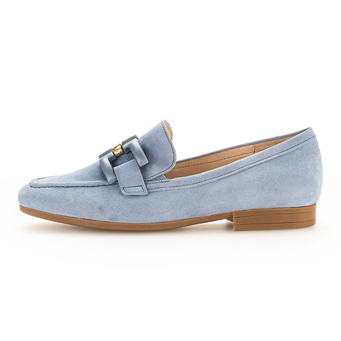 GABOR Light blue suede loafer with buckle,
