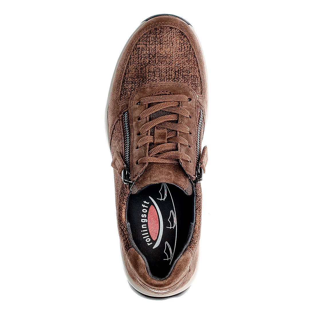 ROLLINGSOFT Brown suede sneaker lace + zippers,