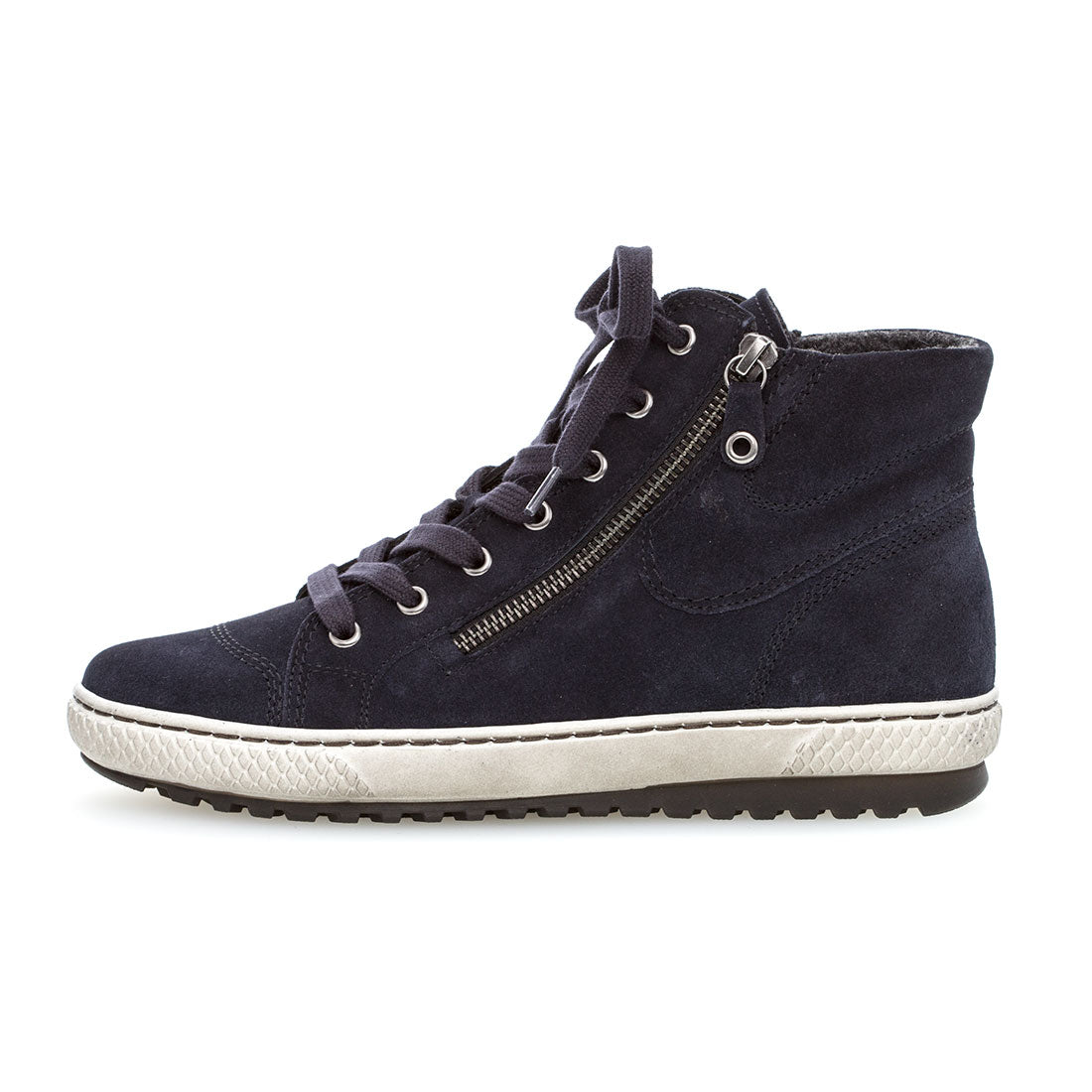 GABOR Dark blue suede sneaker with laces,