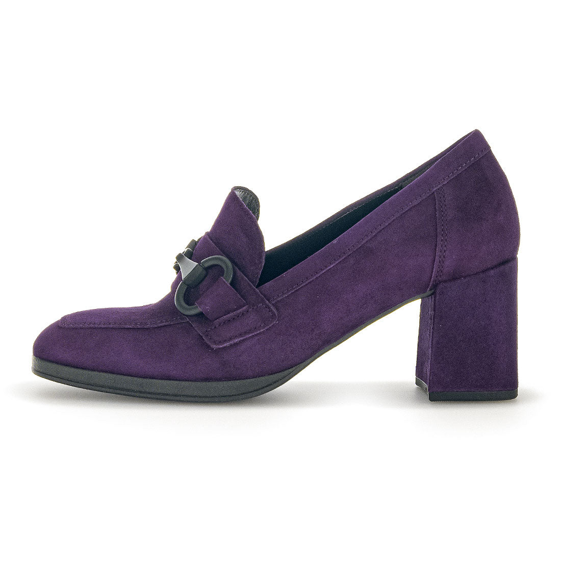GABOR Purple suede loafer with black bit,