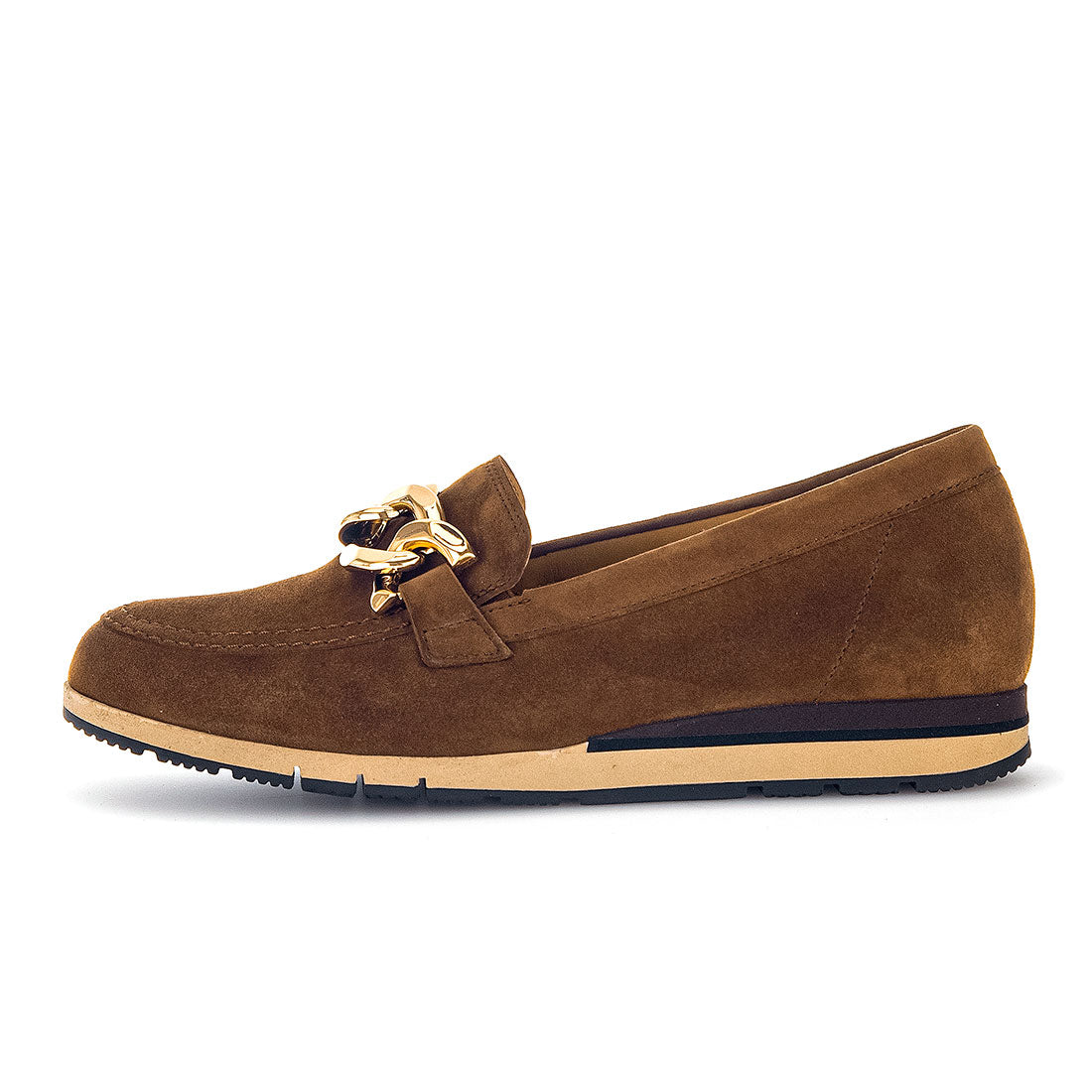 GABOR Brown suede loafer with buckle,