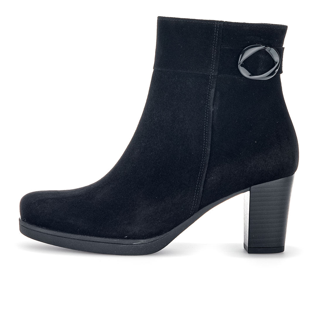GABOR Black suede boot with decorative buckle,