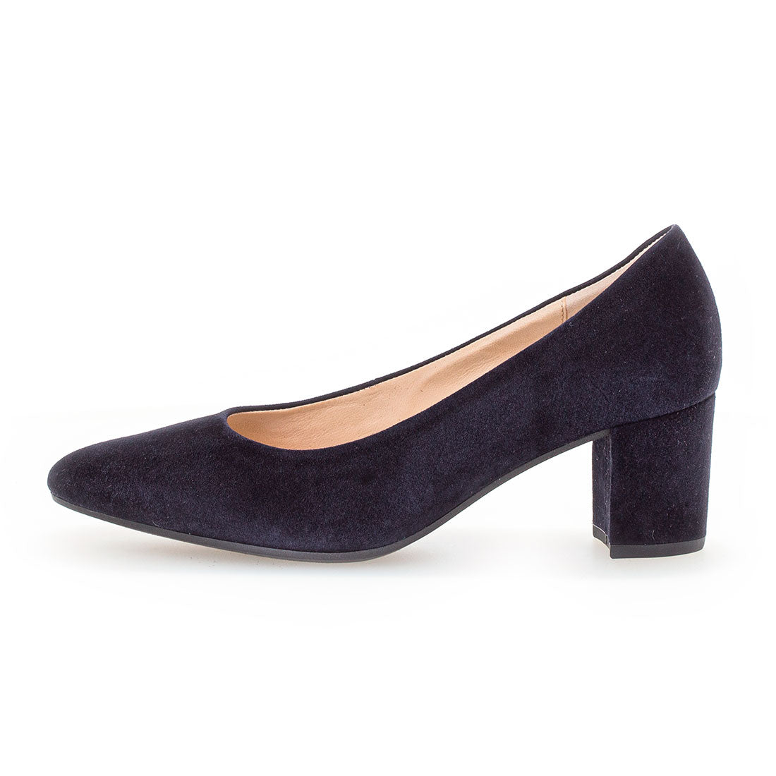 GABOR Dark blue suede pump with pointed toe,