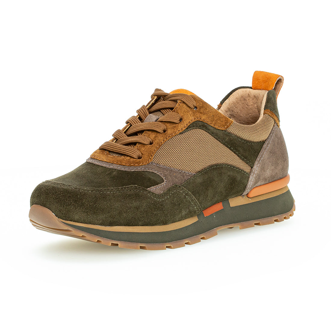 GABOR Green + brown suede sneaker,