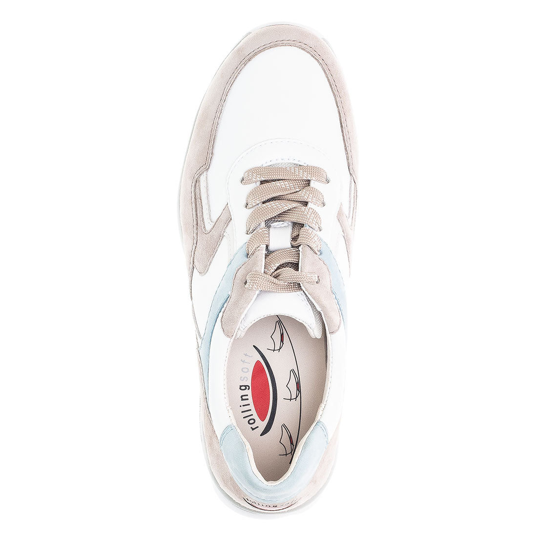 ROLLINGSOFT White leather sneaker with light blue/beige,