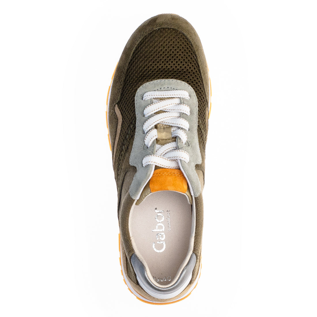 GABOR Olive + sand suede sneaker,