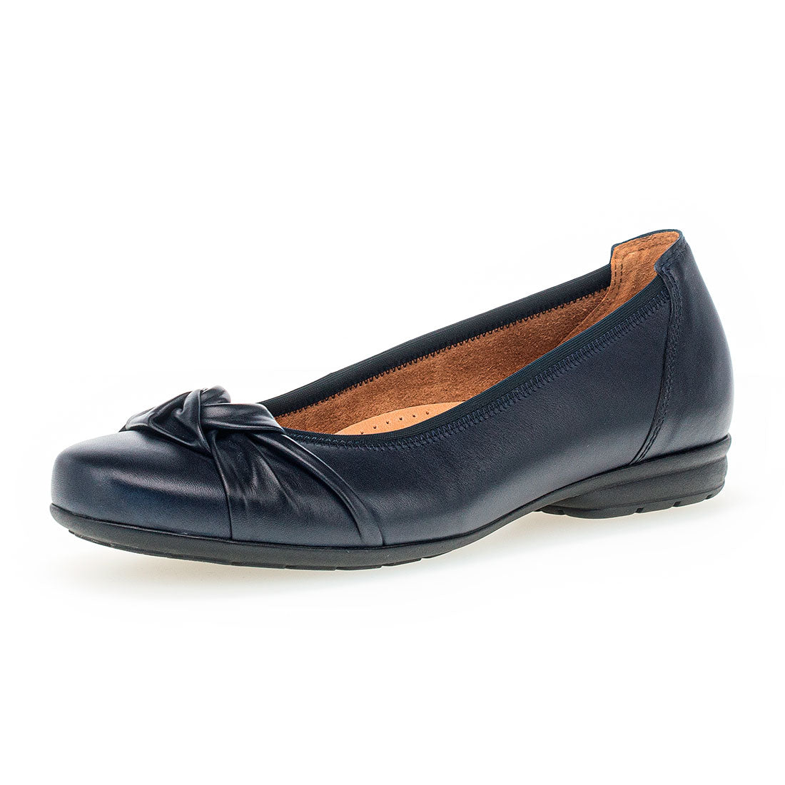 GABOR Blue leather ballerina with knot,