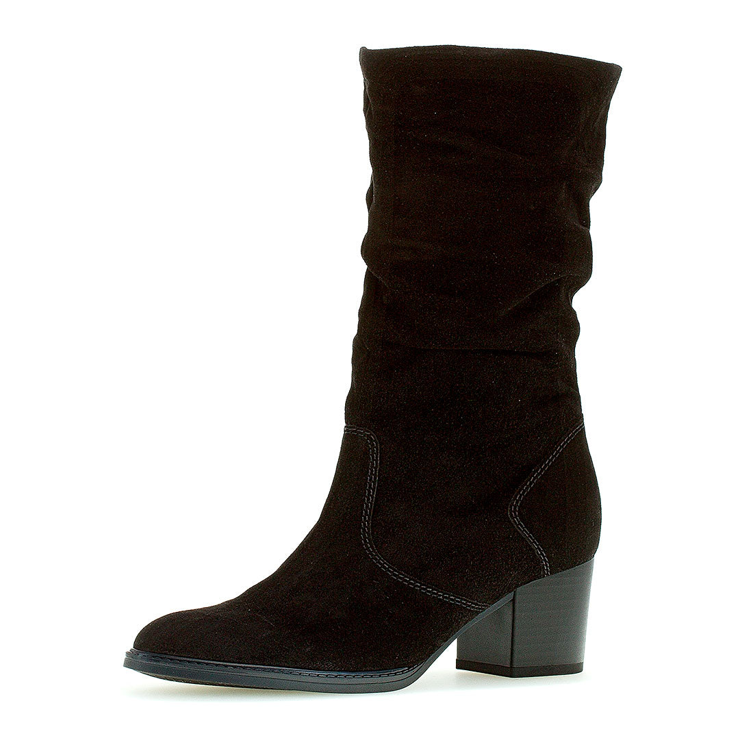 GABOR Black 3/4 boot with wrinkled shaft,