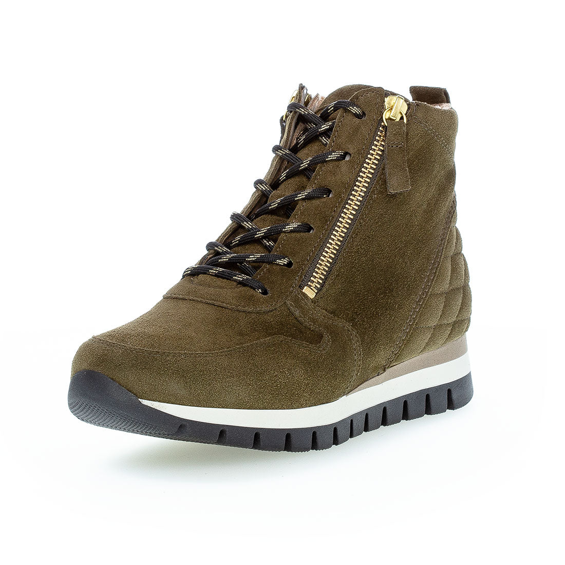 GABOR Olive suede boot lace + zipper,