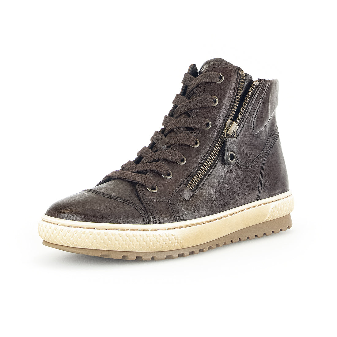 GABOR Dark brown leather belt and zipper,