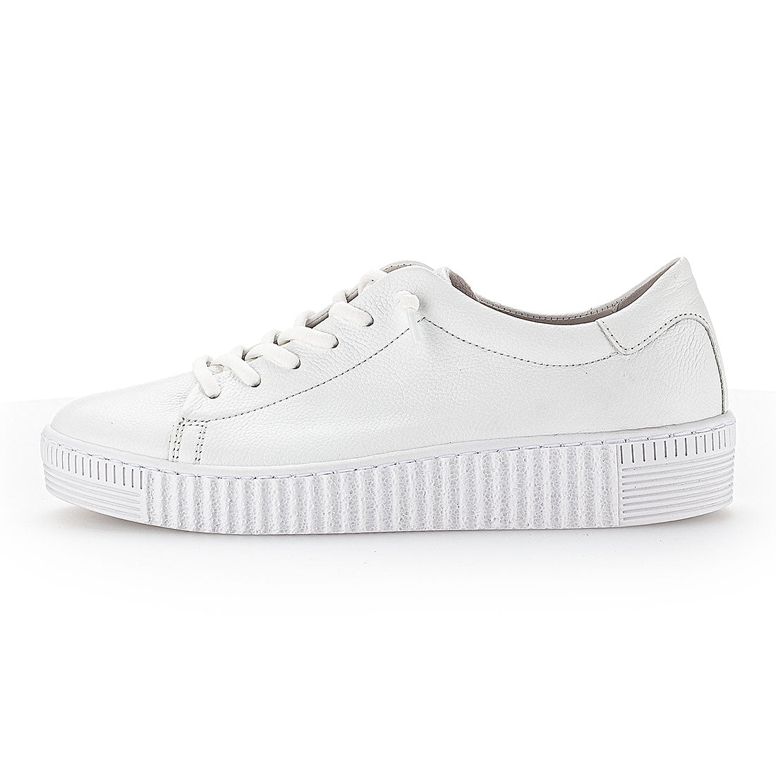 GABOR White leather sneaker with elastic laces,