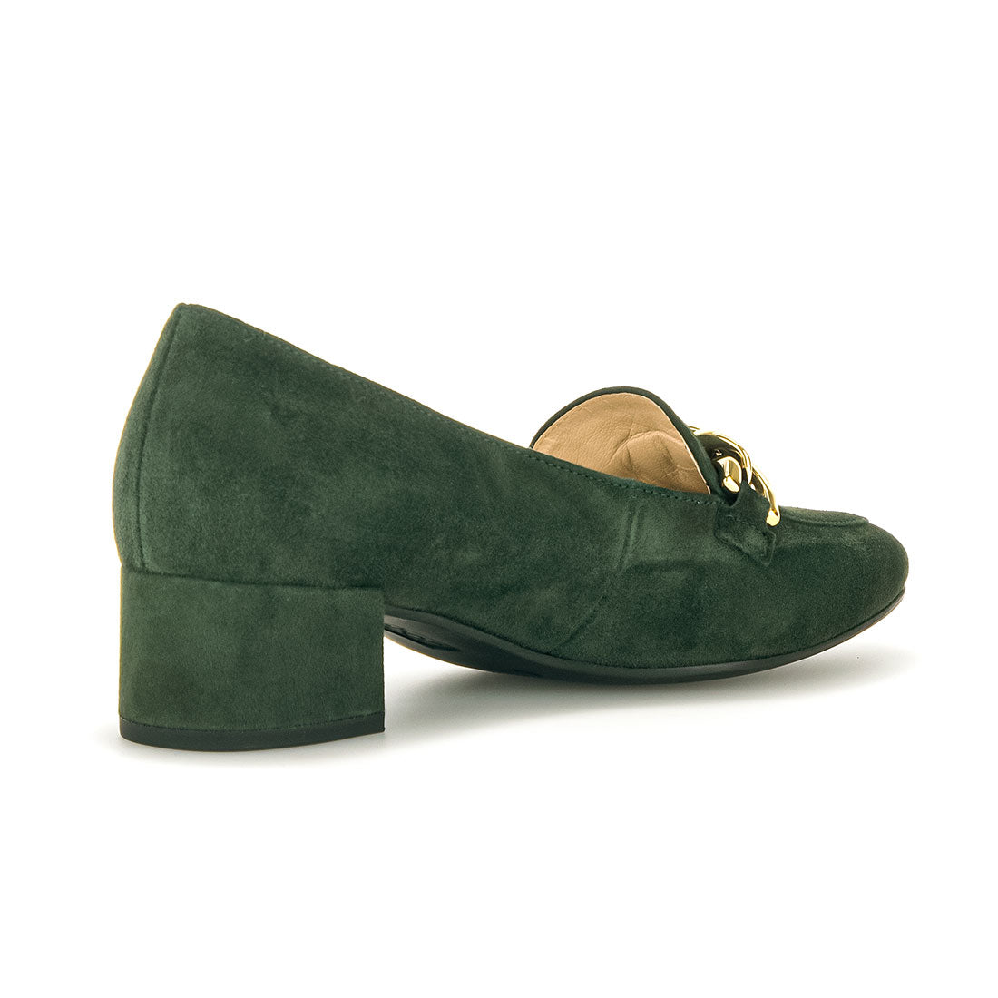 GABOR Green suede loafer with gold bit,