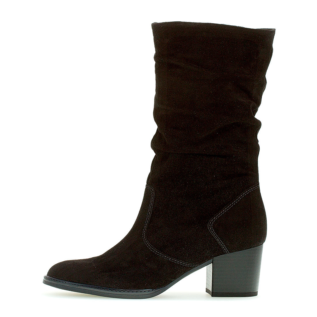 GABOR Black 3/4 boot with wrinkled shaft,