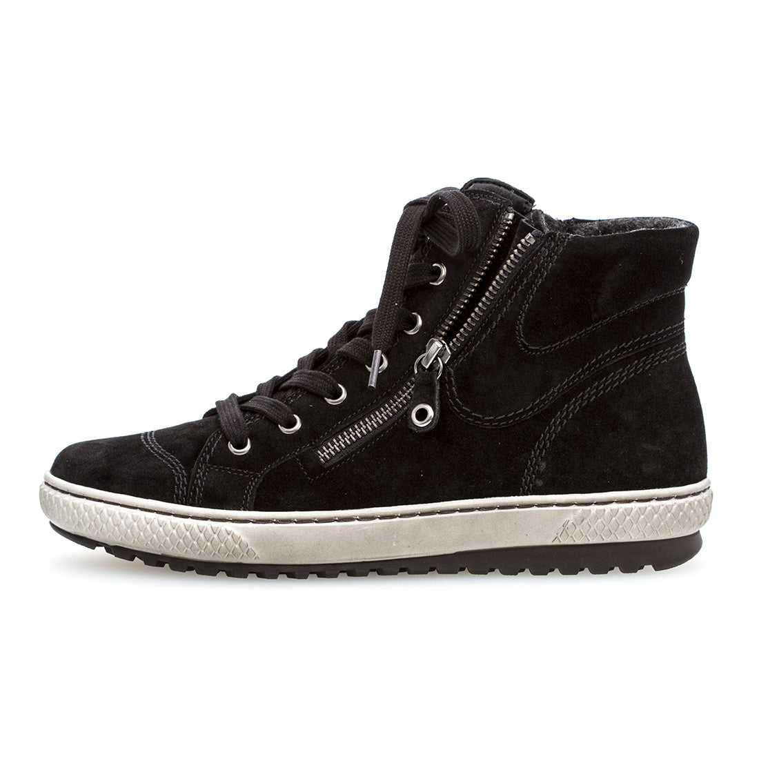 GABOR Black suede with laces and zipper,