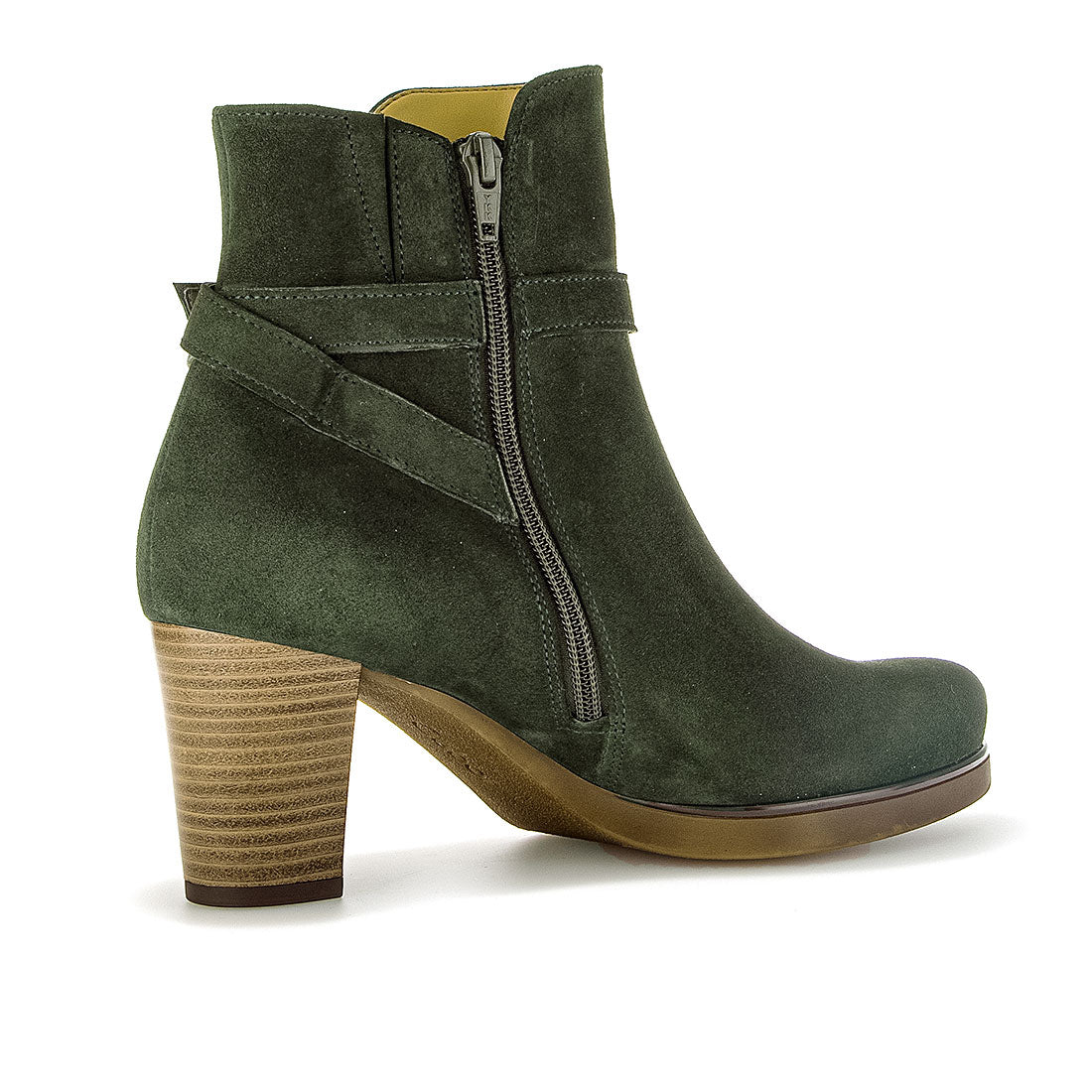 GABOR Dark green suede with decorative straps,